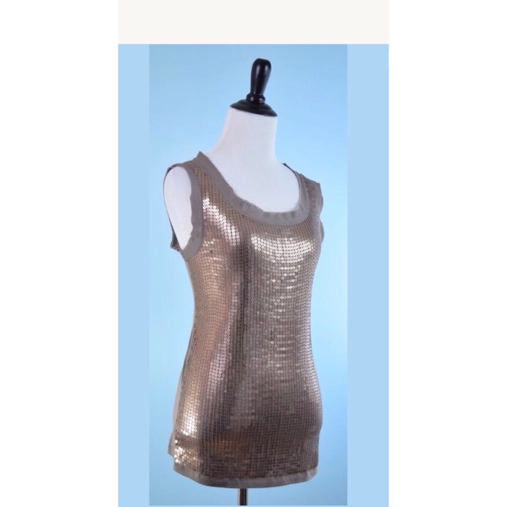 ANN TAYLOR LOFT brown sequin top Small